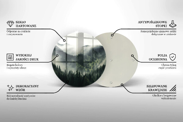 Kuchynská doska veľká zo skla Krajina lesa a hmly