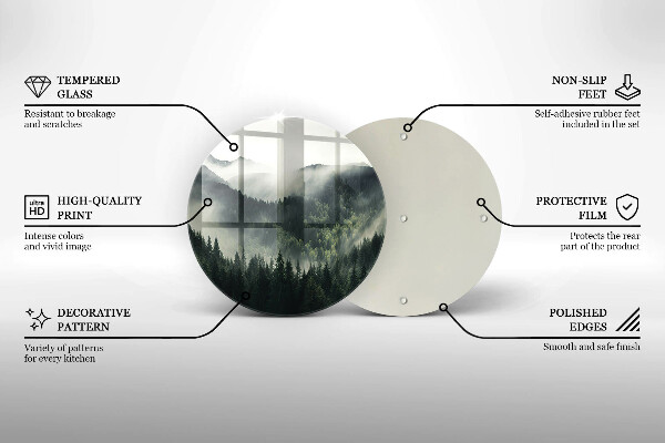Kuchynská doska veľká zo skla Krajina lesa a hmly