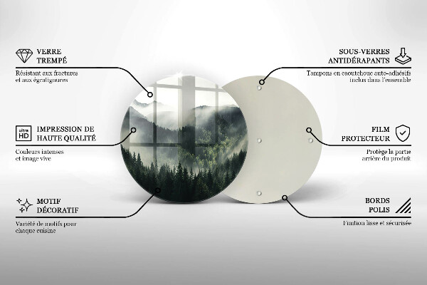 Kuchynská doska veľká zo skla Krajina lesa a hmly