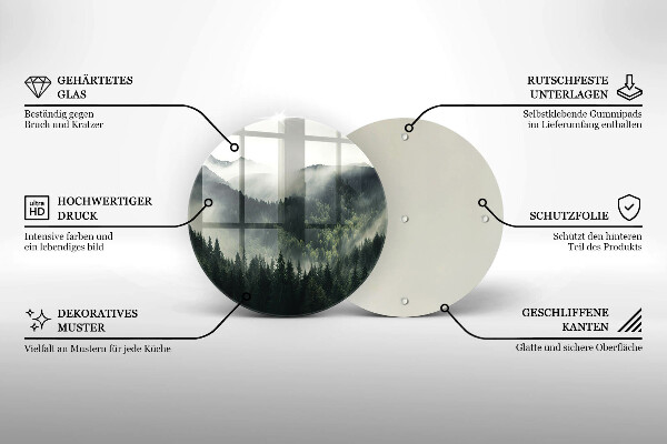 Kuchynská doska veľká zo skla Krajina lesa a hmly