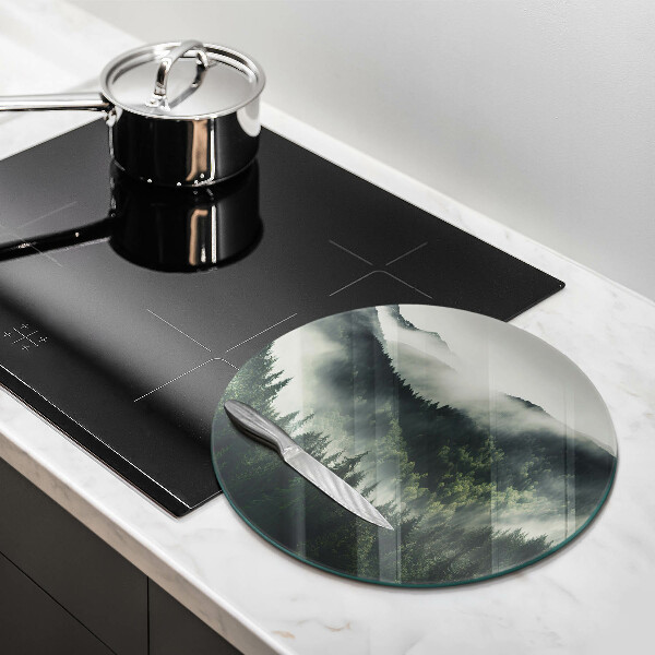 Kuchynská doska veľká zo skla Krajina lesa a hmly