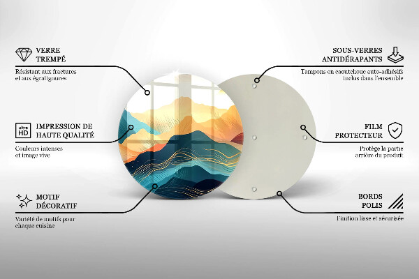 Kuchynská doska veľká zo skla Abstraktná horská krajina
