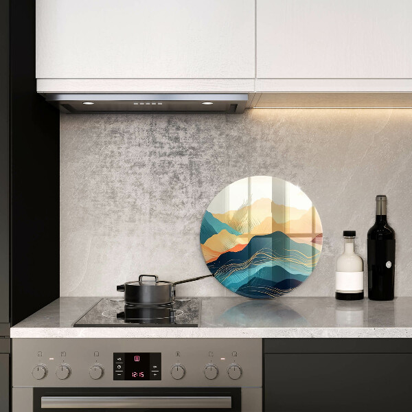 Kuchynská doska veľká zo skla Abstraktná horská krajina