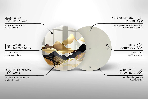Kuchynská doska veľká zo skla Abstraktné zlaté hory