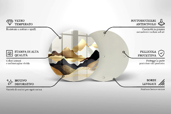 Kuchynská doska veľká zo skla Abstraktné zlaté hory