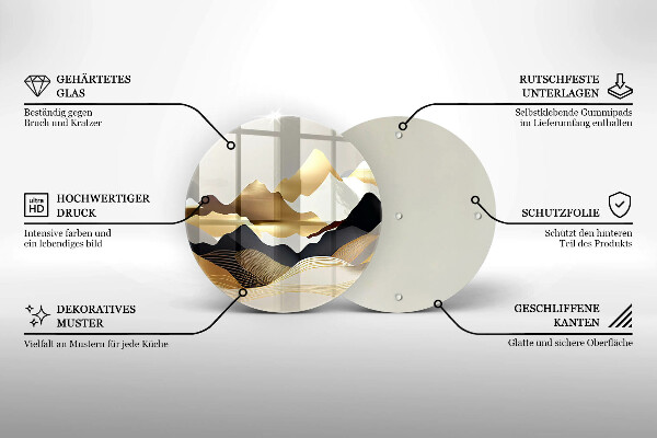 Kuchynská doska veľká zo skla Abstraktné zlaté hory