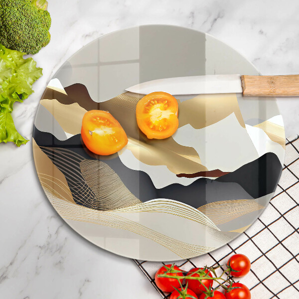 Kuchynská doska veľká zo skla Abstraktné zlaté hory