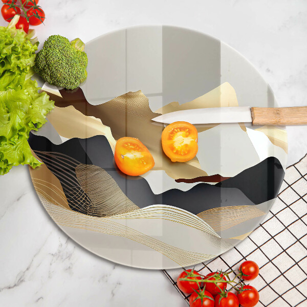 Kuchynská doska veľká zo skla Abstraktné zlaté hory