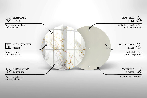 Kuchynská doska veľká zo skla Svetlý mramor so zlatom