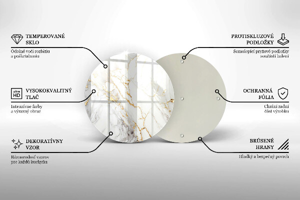 Kuchynská doska veľká zo skla Svetlý mramor so zlatom