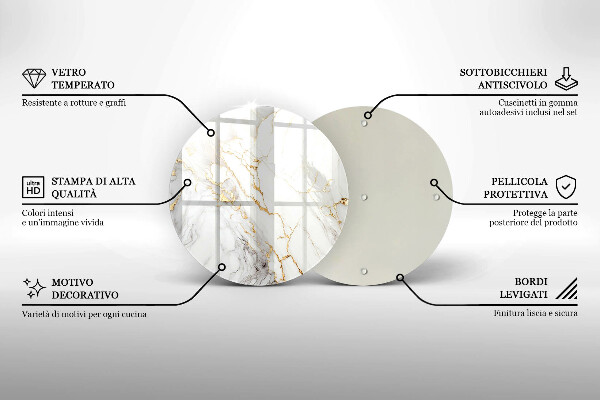 Kuchynská doska veľká zo skla Svetlý mramor so zlatom