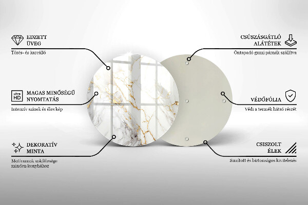 Kuchynská doska veľká zo skla Svetlý mramor so zlatom