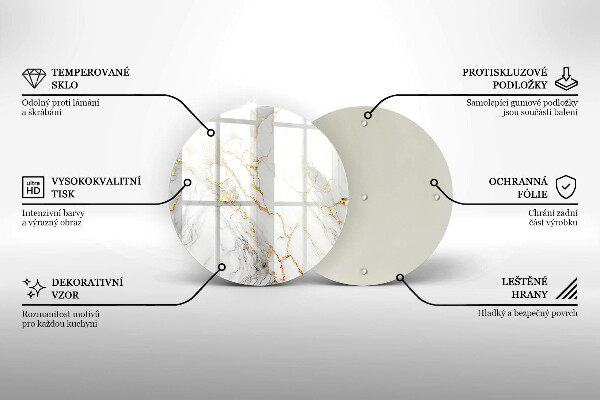 Kuchynská doska veľká zo skla Svetlý mramor so zlatom