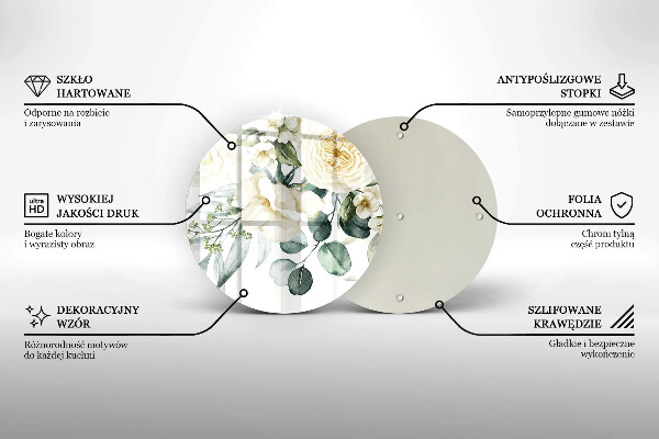 Kuchynská doska veľká zo skla Akvarelové kvety