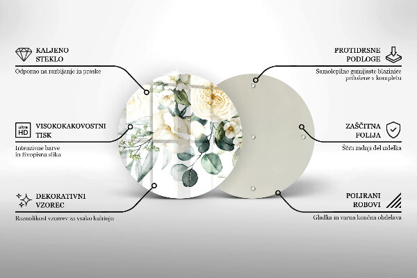 Kuchynská doska veľká zo skla Akvarelové kvety