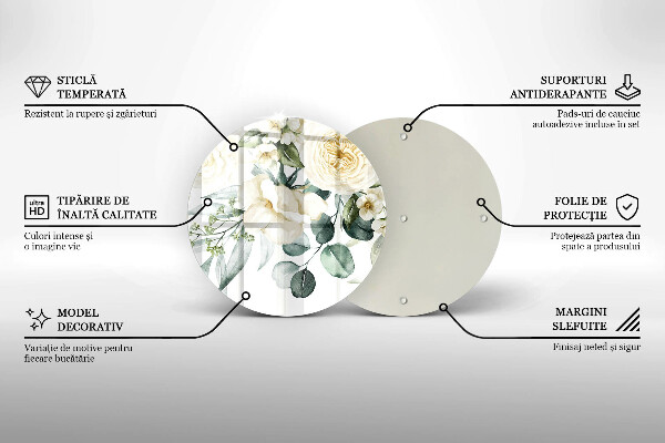 Kuchynská doska veľká zo skla Akvarelové kvety