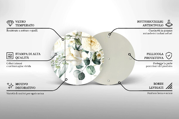 Kuchynská doska veľká zo skla Akvarelové kvety