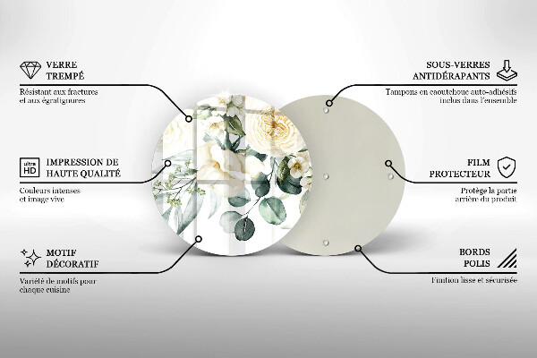 Kuchynská doska veľká zo skla Akvarelové kvety