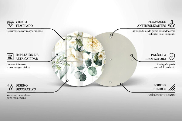 Kuchynská doska veľká zo skla Akvarelové kvety