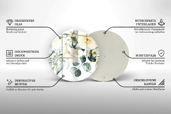 Kuchynská doska veľká zo skla Akvarelové kvety