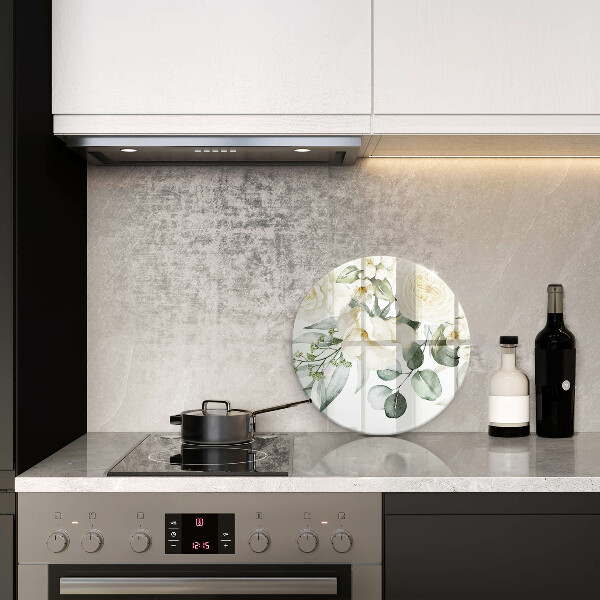 Kuchynská doska veľká zo skla Akvarelové kvety