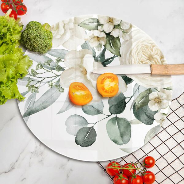 Kuchynská doska veľká zo skla Akvarelové kvety