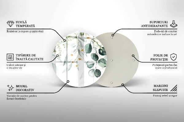 Kuchynská doska veľká zo skla Akvarelové rastliny
