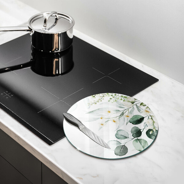 Kuchynská doska veľká zo skla Akvarelové rastliny