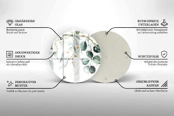 Kuchynská doska veľká zo skla Akvarelové rastliny