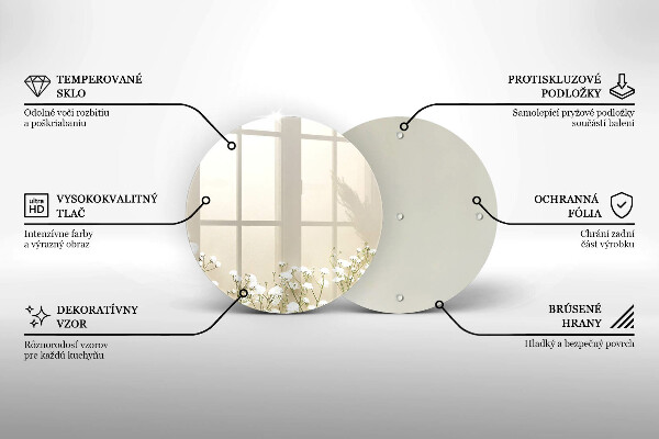 Kuchynská doska veľká zo skla Sadrové boho kvety