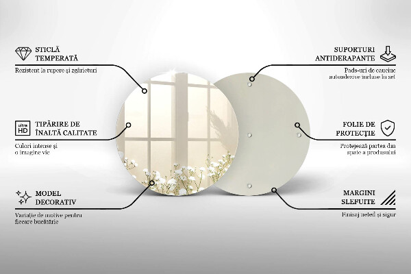 Kuchynská doska veľká zo skla Sadrové boho kvety