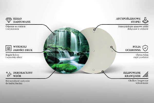Kuchynská doska veľká zo skla Divoký vodopád v džungli