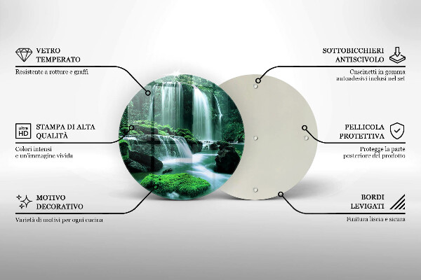 Kuchynská doska veľká zo skla Divoký vodopád v džungli