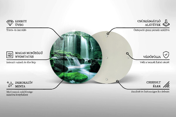 Kuchynská doska veľká zo skla Divoký vodopád v džungli