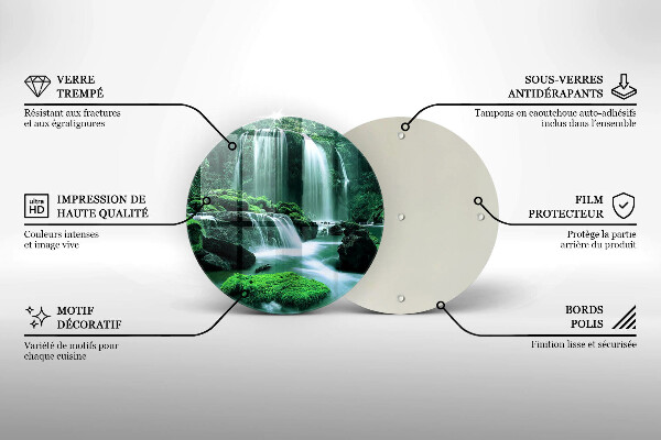 Kuchynská doska veľká zo skla Divoký vodopád v džungli