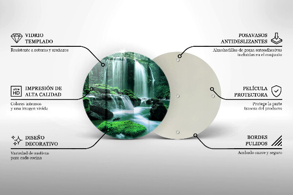 Kuchynská doska veľká zo skla Divoký vodopád v džungli