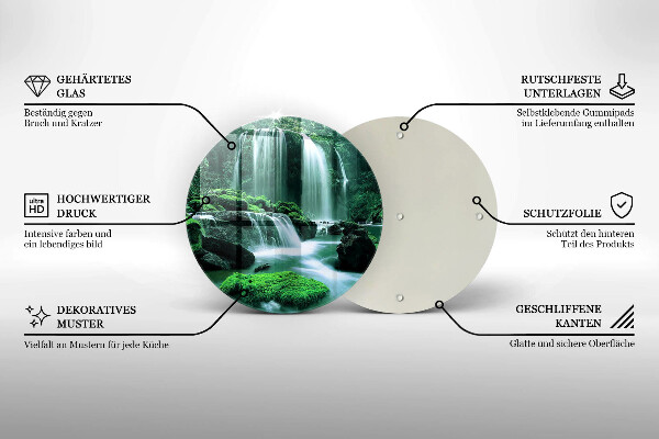 Kuchynská doska veľká zo skla Divoký vodopád v džungli