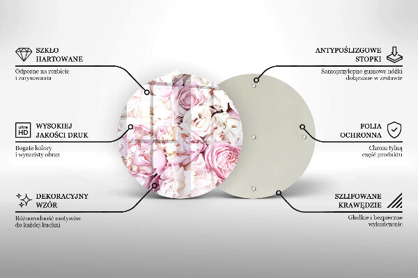 Kuchynská doska veľká zo skla Pivoňková kytica