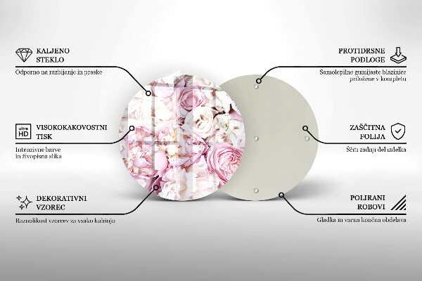 Kuchynská doska veľká zo skla Pivoňková kytica
