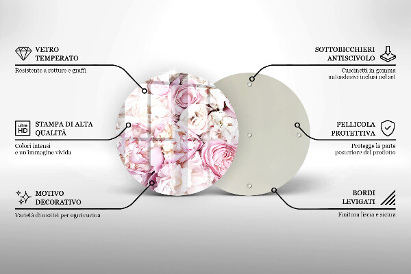 Kuchynská doska veľká zo skla Pivoňková kytica