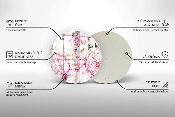 Kuchynská doska veľká zo skla Pivoňková kytica
