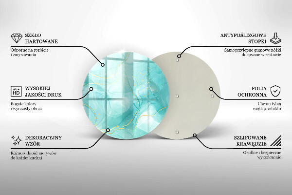 Kuchynská doska veľká zo skla Modrá a zlatá abstrakcia
