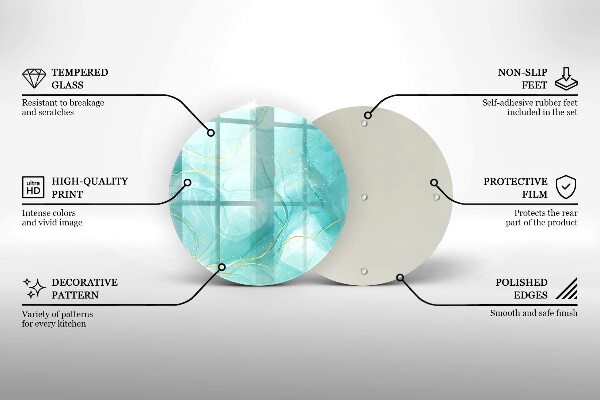 Kuchynská doska veľká zo skla Modrá a zlatá abstrakcia