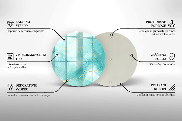Kuchynská doska veľká zo skla Modrá a zlatá abstrakcia