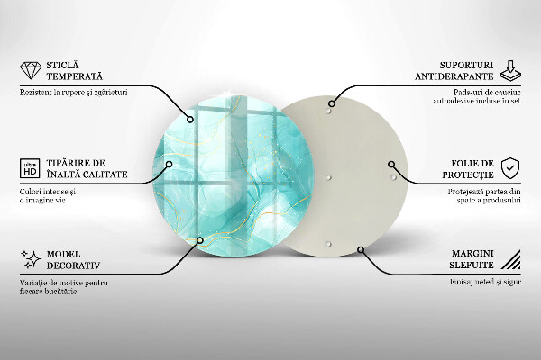 Kuchynská doska veľká zo skla Modrá a zlatá abstrakcia