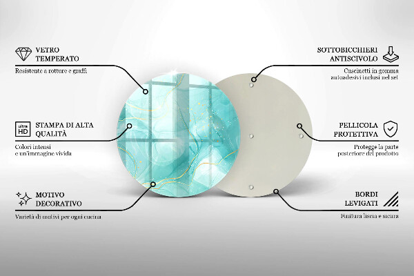 Kuchynská doska veľká zo skla Modrá a zlatá abstrakcia