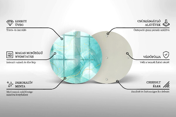 Kuchynská doska veľká zo skla Modrá a zlatá abstrakcia