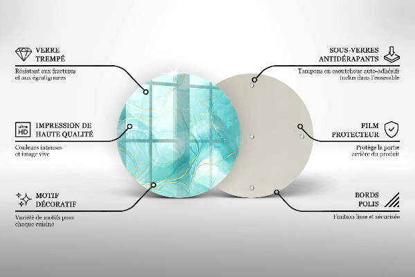 Kuchynská doska veľká zo skla Modrá a zlatá abstrakcia