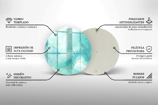 Kuchynská doska veľká zo skla Modrá a zlatá abstrakcia