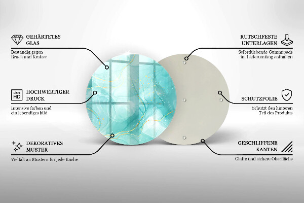 Kuchynská doska veľká zo skla Modrá a zlatá abstrakcia